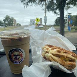 Latte and waffle sandwich Latte and waffle sandwich