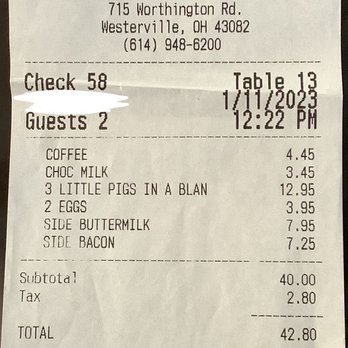 The Original Pancake House - Most overpriced meal ever! $42.80 for BREAKFAST, - Breakfast & Brunch Near Me - Westerville, Ohio