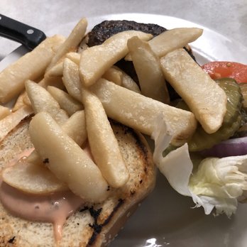 Village Grill - Basic burger w/ fries. 4/5 - Diners Near Me - Tehachapi, California