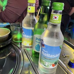 The 3 flavor soju that we got. I was too excited and drunk so I forgot to take a picture of the towers lol The 3 flavor soju that we got. I was too excited and drunk so I forgot to take a picture of the towers lol
