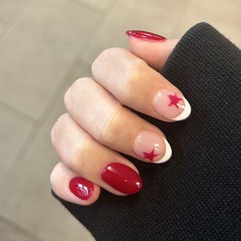 Nails By Vivian - nails with red, french tip, and stars - Skin Care Near Me - El Cerrito, California Nails By Vivian - nails with red, french tip, and stars - Skin Care Near Me - El Cerrito, California