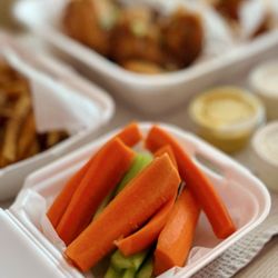 Fire Wings - Celery and carrot sticks