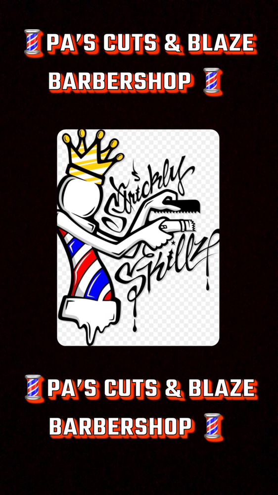 Pa's Cuts & Blaze Babershop Logo