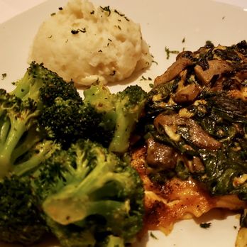 Bonefish Grill - Crab topped salmon with mash potatoes and broccoli - Seafood Near Me - Troy, Michigan Bonefish Grill - Crab topped salmon with mash potatoes and broccoli - Seafood Near Me - Troy, Michigan