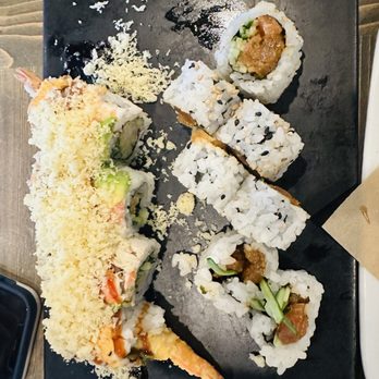 Sushiology - Spicy salmon and Shrimp Tempura Roll - Sushi Bars Near Me - Kennesaw, Georgia