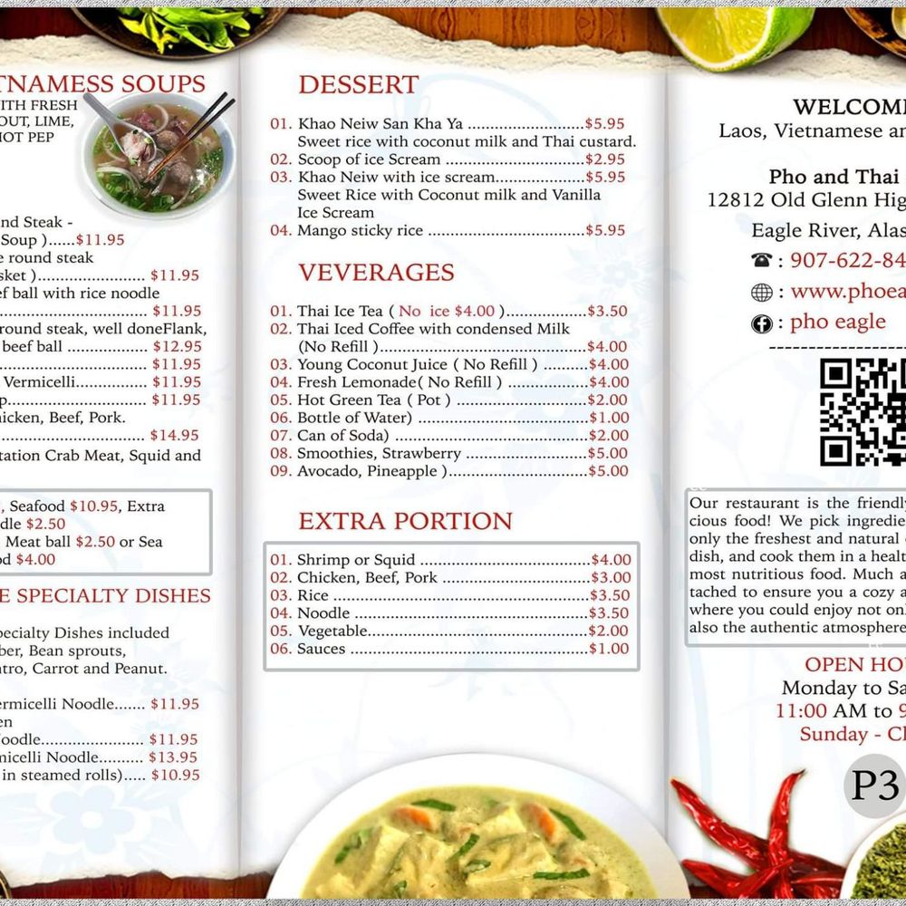 Pho and Thai - 2020 NEW MENU PAGE 1 - Vietnamese Near Me - Eagle River, Alaska