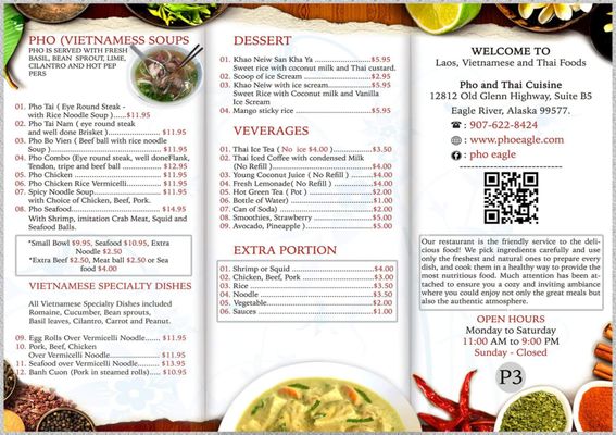 Menu photo 8 Pho and Thai Eagle River, AK