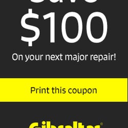 Gibraltar Transmissions - Thats right! Save $100 on your next major repair!