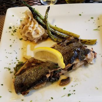 Pan D'olive - Tonight's special was Trout stuffed with spinach and mushrooms served w/garlic mashed potatoes and asparagus.... seasoned perfectly! - Italian Near Me - St Louis, Missouri