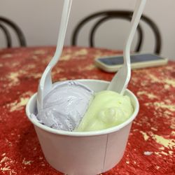 The Creole Creamery - Lavendar honey (left) Honeydew and pandan leaf (right)