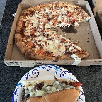 Mae’s Pizzeria - Chicken Bacon Ranch and half of a steak and cheese. - Pizza Near Me - Granby, Massachusetts Mae’s Pizzeria - Chicken Bacon Ranch and half of a steak and cheese. - Pizza Near Me - Granby, Massachusetts