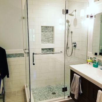 Virginia Glass Services - 90 degree frameless shower door - Glass & Mirrors Near Me - Lorton, Virginia Virginia Glass Services - 90 degree frameless shower door - Glass & Mirrors Near Me - Lorton, Virginia