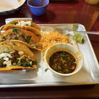 Agave Mexican Grill - Birria Tacos (3) and Rice - Mexican Near Me - Sneads, Florida