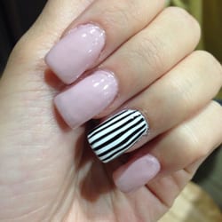 Pink and stripes nails!