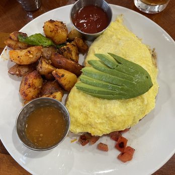 Sedona Crepes - Build your own omelette with sausage tomato avocado.  The potatoes were excellent-great flavor. - Creperies Near Me - Sedona, Arizona