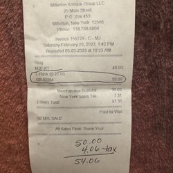 Millerton Center For Antiques - Proof of return