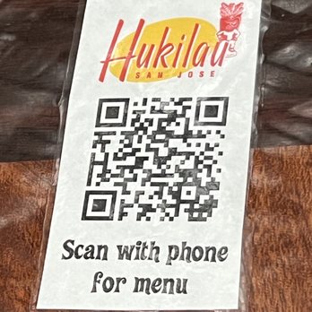 Hukilau - Menu... use your QR scanner - Hawaiian Near Me - San Jose, California