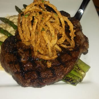Medici - Coffee rubbed 12 oz ribeye, smoked Gouda mac n cheese, grilled asparagus. - Mediterranean Near Me - Normal, Illinois