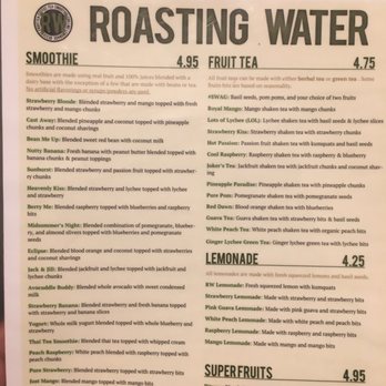 Roasting Water - Left side of the menu 4/23/17 - Coffee & Tea Near Me - Westminster, California