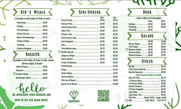 Menu photo 2 Ode's Drive-In Cheyenne, OK