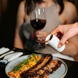 The Apron - short rib - 25oz, 48 hours slow-cooked, bone-in, grass-fed, bonito marinated, fermented seasonal vegetables
