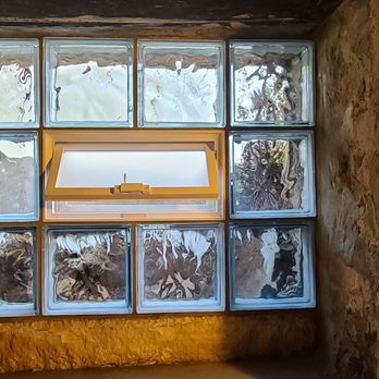 Dominick Masonry - Glass block vented window in stone basement. - Masonry/Concrete Near Me - Hanover, Illinois Dominick Masonry - Glass block vented window in stone basement. - Masonry/Concrete Near Me - Hanover, Illinois