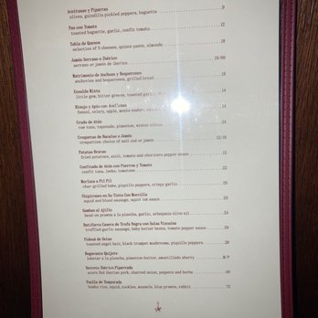 El Quijote - Menu - Spanish Near Me - New York, New York