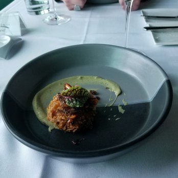 Misión 19 - Shrimp cake (?). Matcha-Broccoli puree. - Mexican Near Me - Tijuana, BCN