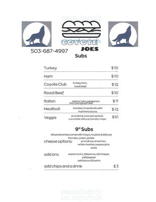 Menu photo 4 Coyote Joes Willamina, OR Menu photo 4 Coyote Joes Willamina, OR