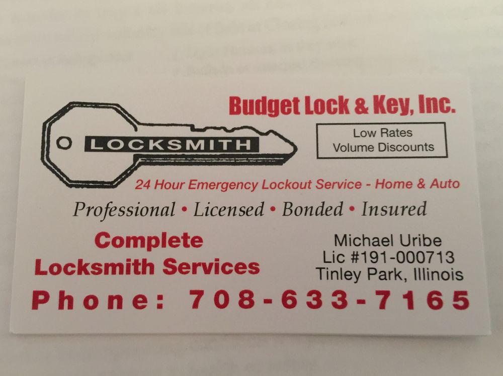 BUDGET LOCK & KEY Updated September 2024 7737 W 173rd St, Tinley