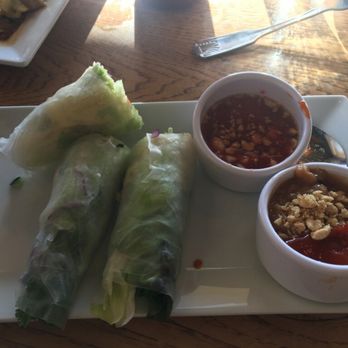 Cha Thai - Veggie spring rolls are pricy, but the two kinds of sauces were a nice touch. - Thai Near Me - San Ramon, California