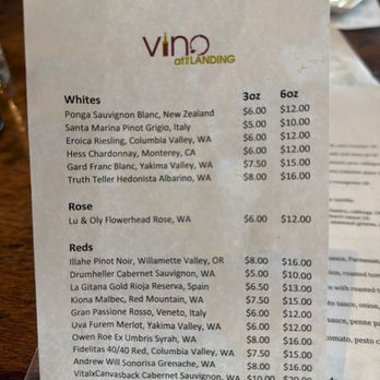 Vino At The Landing - Menu - Wine Bars Near Me - Renton, Washington