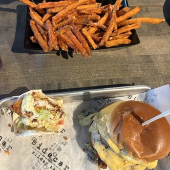 Sidecar Slider Bar - Partial chicken club ;-) , double trouble and sweet potato fries. - Burgers Near Me - Chesterfield, Michigan