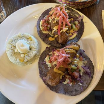 13 Tacos & Taps - Fish tacos with rice. - Mexican Near Me - Raleigh, North Carolina