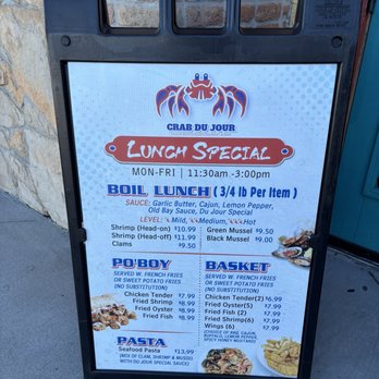 Crab Du Jour Savannah - Lunch Special Sign - Seafood Near Me - Savannah, Georgia Crab Du Jour Savannah - Lunch Special Sign - Seafood Near Me - Savannah, Georgia