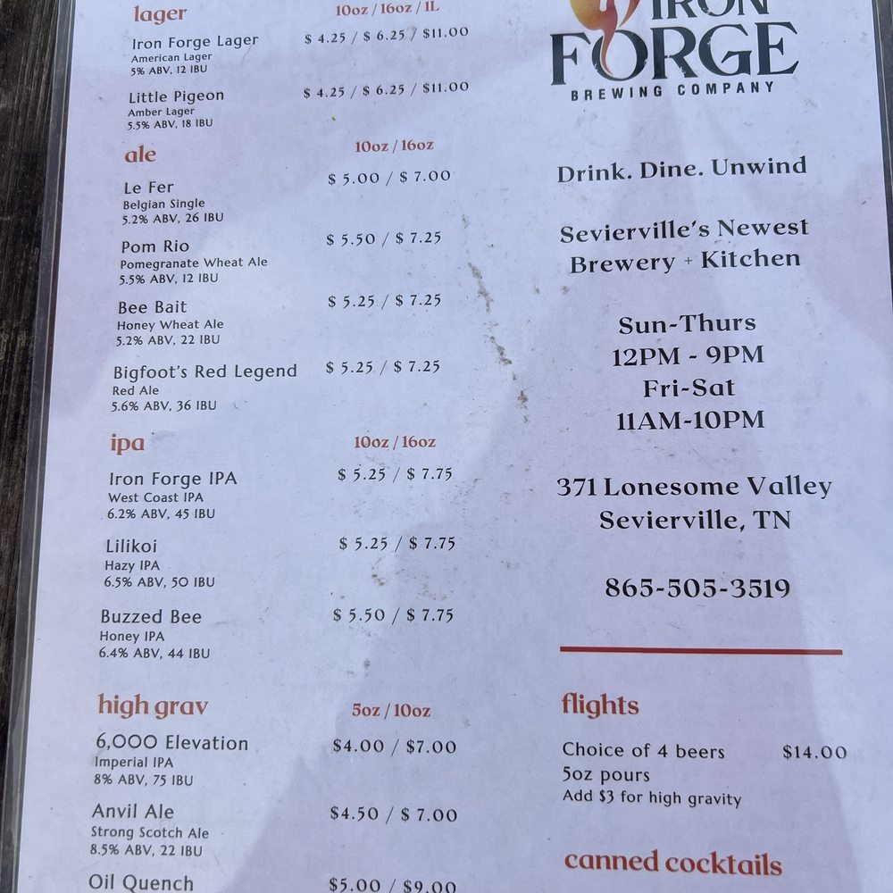 Iron Forge Brewing Co. - Current on tap list - Breweries Near Me - Sevierville, Tennessee Iron Forge Brewing Co. - Current on tap list - Breweries Near Me - Sevierville, Tennessee