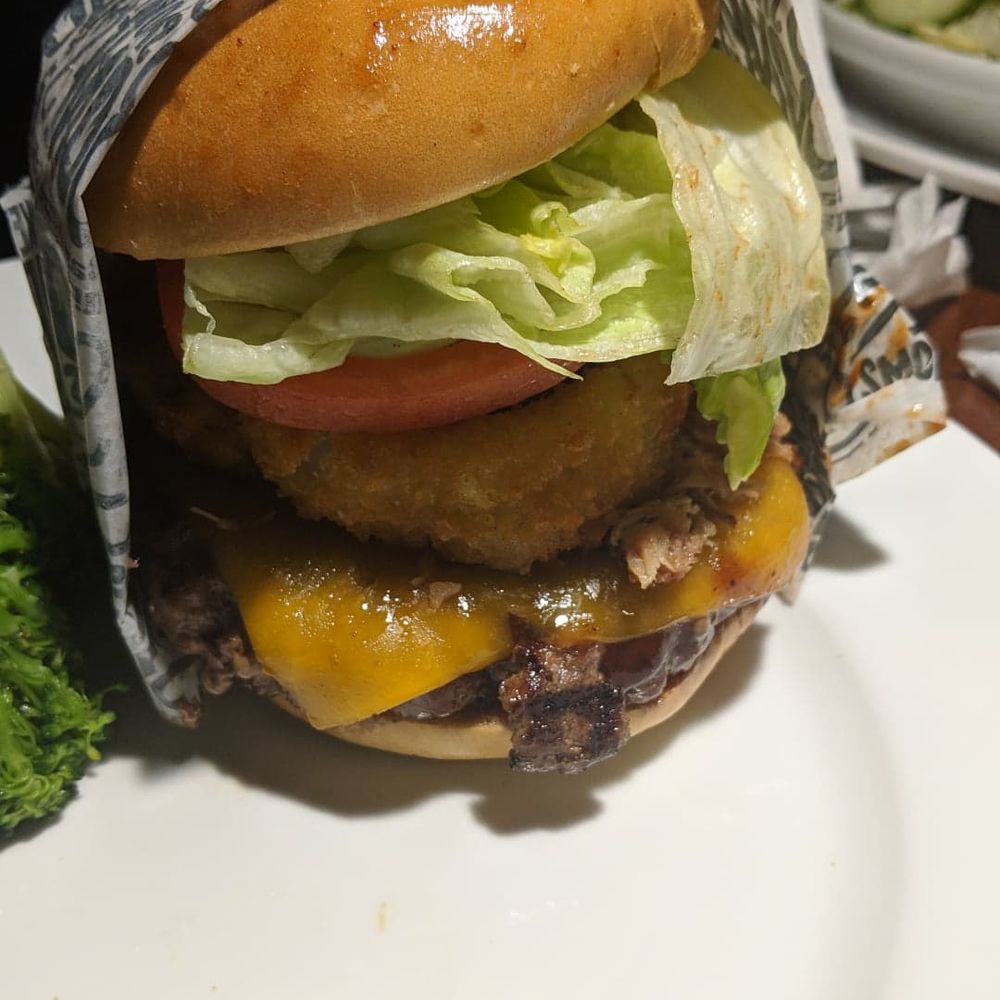 Smokey Bones - Loaded BBQ Burger - American Near Me - Fayetteville, North Carolina Smokey Bones - Loaded BBQ Burger - American Near Me - Fayetteville, North Carolina