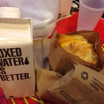 Eggslut - Boxed water and sausage, egg and cheese biscuit. - Breakfast & Brunch Near Me - Los Angeles, California