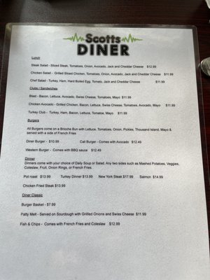 Menu photo 7 Scotts Diner Merced, CA