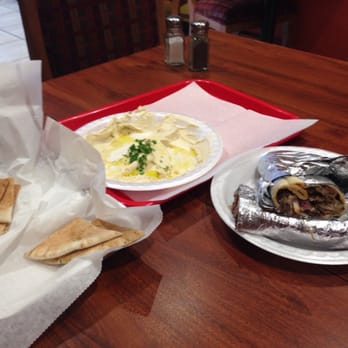 Falafel House - Humus and lamb shawarma wrap. Simply amazing. You won't regret it. - Falafel Near Me - Towson, Maryland