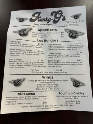 Menu photo 1 Franky G’s San Antonio, TX