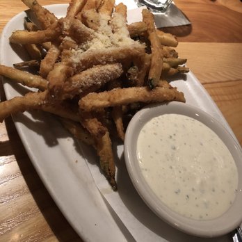 Fire + Wine - Zucchini Fries. Very tasty with their homemade Parm - Ranch dressing by its side. - Tapas/Small Plates Near Me - Glen Ellyn, Illinois