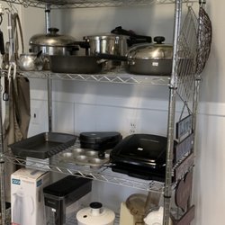 Pots, pans, kitchen electronics, coffee pots etc.