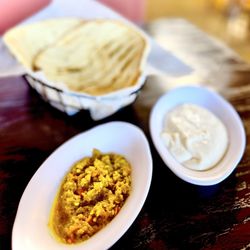 Taste of Jerusalem & More - Complimentary bread, garlic sauce & hot sauce. All are fabulous OuiOui :)...