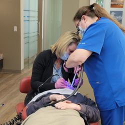 Hidden Valley Orthodontics - Dr. Fortney and her assistant work on my daughter's teeth.