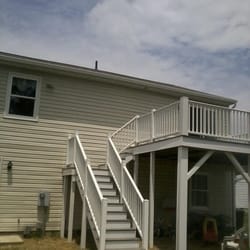 Jack H Sullivan, JR General Contractor - Demoed & rebuilt this 2nd story deck. All pressure treated material covered with white PVC material with grey composite decki...