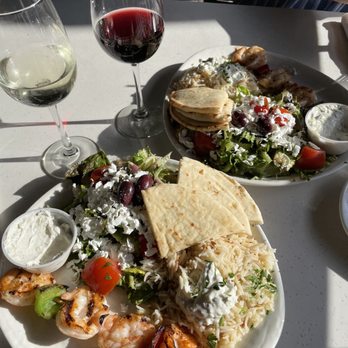 Olive Pit Grill - Brea - Shrimp Kabob Plate with Mediterranean salad and rice - Greek Near Me - Brea, California Olive Pit Grill - Brea - Shrimp Kabob Plate with Mediterranean salad and rice - Greek Near Me - Brea, California