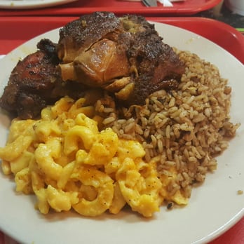 The Soul Spot - Jerk Chicken with Rice and Peas and Mac & Cheese - Soul Food Near Me - Brooklyn, New York