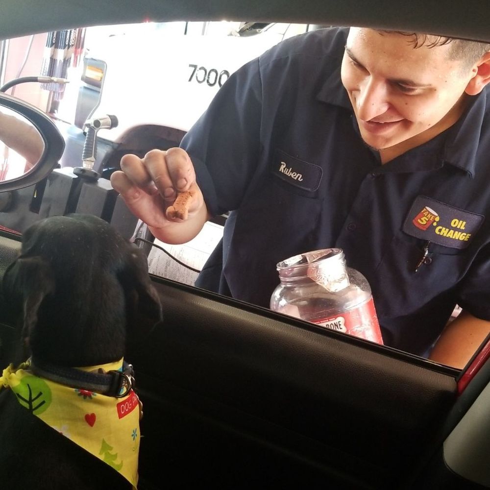 Take 5 Oil Change - Literally in and out in 5mins. They even gave my pup Jax a treat. Friendly and professional service. Thank you! - Oil Change Stations Near Me - Schertz, Texas Take 5 Oil Change - Literally in and out in 5mins. They even gave my pup Jax a treat. Friendly and professional service. Thank you! - Oil Change Stations Near Me - Schertz, Texas