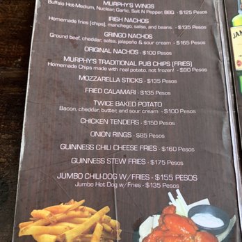Murphy's Irish Pub - Appetizer menu - Irish Pub Near Me - Puerto Vallarta, JAL